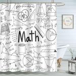 Moslion Math Shower Curtains Mathematical Theory and Mathematical Formula Education Bathroom Curtain Waterproof with Hooks 72x72 Inch for Men Women Boys Girls