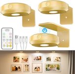 WILLED Wireless Picture Lighting, Picture Light with Remote Control, LED Spot Battery, Rechargeable with 3 Colour Temperatures, Dimmable Picture Lamp, Dart Lighting with Timer, Gold (Pack of 3)