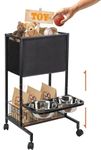 Dog Bowl Stand,Dog Sorage Organizer, Adjustable Heights Dog Toy Storage, Pet Storage Organizer with Wheel, Pet Feeding Station for Small, Medium, Large Dogs