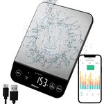 Etekcity Luminary 22lb Food Nutrition Bluetooth Kitchen Digital Scale, Waterproof, Rechargeable, Ounces and Grams for Weight Loss, Cooking, 304 Stainless Steel, ENS-L221S-SUS