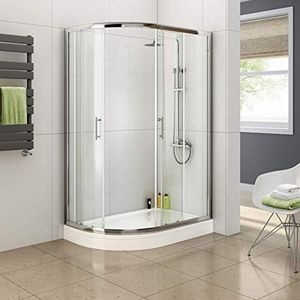 ELEGANT Curved Shower Enclosure and Base,Nano Easy to Clean Tempered Glass,Sliding Shower Door Seal 6mm,Bath Screen,Left Side 1000x900mm
