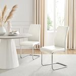 Furniturebox UK White Dining Chairs Set of 2 Lorenzo Faux Leather Chairs for Dining Room Premium Modern & Stylish White Chairs (2x White Chairs)