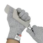 Exprosiflux 2 Pairs of Food Grade Cut Resistant Gloves - Level 5 Protection - Kitchen, Gardening, Woodworking - Gray, L
