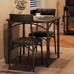 Amyove Kitchen Table and Chairs for 2, Square Dining Room Table Set with 2 Upholstered Chairs, 3 Piece Kitchen Table Set for Small Space, Apartment, Rustic Black