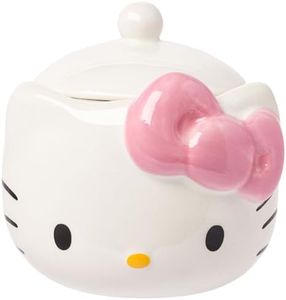 Silver Buffalo Sanrio Hello Kitty Sculpted Face Small Ceramic Snack Jar, 4.9" L x 5" W x 4.8" H