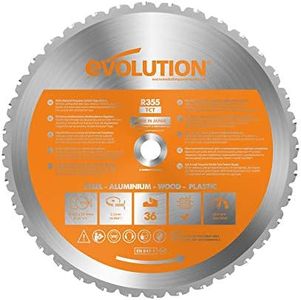 Evolution Power Tools RAGEBLADE355MULTI - 355 mm Multi Material Chop Saw Blade (AKA Wood Blade, Metal Cutting Blade, TCT Saw Blade) - Carbide Tipped Blade Cuts Wood, Metal and Plastic