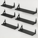 AMADA HOMEFURNISHING Wall Shelves Set of 6, Wood Floating Shelves for Wall Decor, Rustic Farmhouse Wall Shelves for Bedroom, Bathroom Shelves for Wall Storage, Book Shelves for Living Room, Black