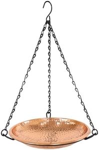 Sunnydaze Hand-Hammered Hanging Bird Bath or Bird Feeder - Detachable Bowl with Hanging Chain - Copper Bird Bath Bowl - 17.5" H