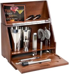 Baraiso Bar Set Cocktail Shaker Set, Mixology Bartender Kit with Durable Stainless Steel, Cocktail Shaker Set and Bar Accessories with Wooden Box, Bar Kits for Bartender Home