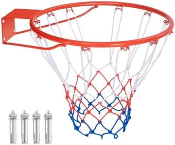 COSTWAY Canestro da Basket a Parete, Anello da Pallacanestro da Muro per Bambini e Adulti con Rete Antipioggia, Cerchio Universale da Basket per Interni ed Esterni (58 x 45 cm,Arancione)