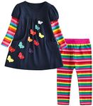 DXTON Little Girls Outfit Set Casual Long Sleeve T-Shirt Tops and Leggings Pants 2Pcs Clothes Sets For 3-12 Years FIT5805-4T