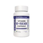 NATURALTEIN Vitamin B12 + Folate (60 Capsules) | 100% Clean & Additive-Free | Methylcobalamin & L-Methyl Folate | Supports Energy, Brain & Heart Health| Lab-Tested & Heavy Metal Free