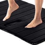 Gorilla Grip Memory Foam Bath Rug, 36x24, Large Thick Soft Striped Bathroom Mat, Absorbent Decorative Mats, Washable, Durable Backing, Luxurious Comfortable Rugs for Shower and Tub Floor, Black