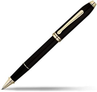 Cross Townsend Black Lacquer Rollerball Pen with 23KT Gold Plated Appointments (575)
