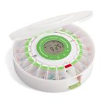 LiveFine Automatic Pill Dispenser with Removable Cups, 21 Compartments, 9 Dosage Rings, Alarm Reminder, LCD Display, Sound & Light Alerts, Locking Key for Vitamins, Supplements, Medications & Seniors