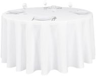 LinenTablecloth 120-Inch Round Polyester Tablecloth White