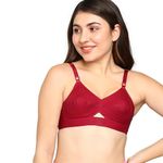 BLOSSOM Women's Single Layered Full Coverage Non Wired Non Padded 100% Cotton, Conical Cup, Back Closure, Everyday Bra_Priyasajini Maroon 34B