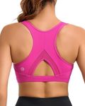 RUNNING GIRL Sports Bras for Women,High Support Moulded Cup Sports Bra High Impact Racerback Mesh Workout Tops Running Bra(3045 Hot Pink S)