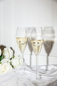 Champagne Glasses With Diamond Shape Inside, Champagne Flutes, Wedding Toasting Glasses, 7 oz Cocktail Glass, Set of 2, Wedding Glasses for Bride and Groom, Toasting Cups- Engagement, Wedding,