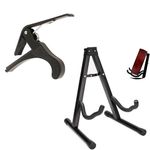 JUAREZ JRGS100 Metal Guitar Stand & Quick Change Metal Capo Combo | Universal Folding Stand for Electric, Bass & Acoustic Guitars | One-Handed Trigger Capo | Durable, Lightweight, Portable