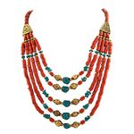 Zephyrr Fashion Multi Strand Beaded Choker Necklace Tibetan Handmade for Women