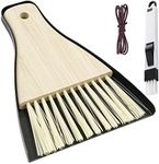 2Pcs Mini Dustpan and Brush Sets Heavy Duty,Small Metal Dust Pan and Bamboo Handle Brush,Portable Table Top Brush for Cleaning Keyboard, Dining Table,Kitchen,Office etc.