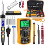 Soldering Iron Kit with Digital Multimeter, SREMTCH 80W LCD Welding Tool with ON/Off Switch Adjustable Temperature knob(200-450℃) for Electronics Repairing