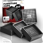 4pcs Non Slip Furniture Pads - Furniture Cups to Prevent Sliding for Couch, Bed, Chair - Premium 2x2 Anti Skid Stoppers for Hardwood, Tile Floors - Perfect Coasters That Fit Any Feet Shape (Black)