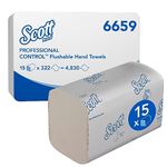 Scott Control Flushable Folded Hand Towels 6659 - Disposable Paper Towels - 15 Packs x 322 White Paper Hand Towels (4,830 Total)