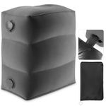Maliton Inflatable Foot Rest with Quick-Inflate Pump Bag, Airplane Footrest for Family Travel, 3-Level Adjustable Travel Pillow in Flight, Car & Office, Portable Travel Essential (Dark Grey, 1Pack)