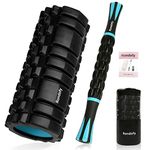 Rondofy Foam Roller, Myofascial Roller, 2023 Industry Development, Load Capacity, 1102.3 lbs (500 kg), Massage Roller, Myofascial Release Set, Instruction Book, Includes Storage Bag, Beginners, Ultra Lightweight, For Home Training, Muscle Relaxation, Yoga Pole, Sports Equipment (Black - 3 Piece Set)