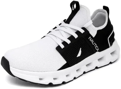 Nautica Men's Running Sneakers Sport Lace-Up Athletic Shoes for Gym Tennis – Cushioned, Breathable, Lightweight & Comfortable-Cailen-White Black, Size 7.5
