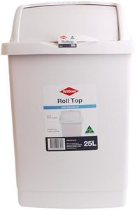 Willow Roll Top Bin, 25 Litre Capacity, White/Charcoal