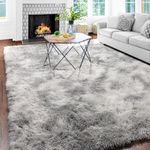 ASIinnsy Area Rugs Soft Fluffy Shaggy Rugs for Living Room Bedroom Nursery Playroom Kids Room Modern Non-Slip Carpet Indoor Floor Mat Rugs Home Decor (Grey White, About 8.2' x 9.8' (250 x 300cm))