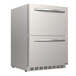 HCK Under Counter Outdoor Refrigerator, 24 Inch Double Drawer Beverage Fridge with Weatherproof Stainless Steel, Separate Temperature Controls for Patio, Ideal for Home & Commercial Use