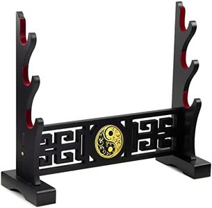 Ekkhysis Taichi Sword Stand Padded Hook Katana Stand Holder Display Hanger for Light Saber Samurai Sword Cosplay Blade Tanjirou Demon Slayer Genshin Impact Weapon Display Stand (3-Tier)