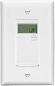 LIDER Programmable Digital Timer Switch for Lights, Fans, Motors, 7-Day 18 ON/Off Timer Settings, 1-Pole, No Neutral Wire Required, UL Listed, White