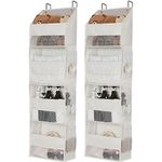 GRANNY SAYS 4-Shelf Over The Door Storage Organizer, Pack of 2 Hanging Storage Organizer, Hanging Organizer with Pockets, Bathroom Door Organizer, Large Capacity Storage with Clear Window, Beige