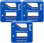 Katzco Blue Precision Magnetizer and Demagnetizer - 3 Pack - for Screwdrivers, Screws, Drill Bits, Sockets, Nuts, Bolts, Nails, Drivers, Wrenches, Tweezers, and Other Steel Tools