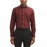 Haggar Men's Classic Fit Premium Comfort Button Down Shirt, Burgundy Solid