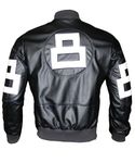 Litswear 8 Ball Bomber Jacket- Faux Leather Seinfeld David Puddy Eight ball Lettermen Jacket, Black, Small