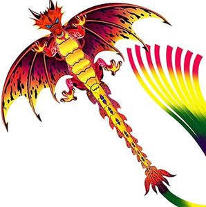 Laptony Dragón Cometa para Niños & Adultos Cometa Preciosa para Juegos y Actividades al Aire Libre Fácil de Volar y Montar Cometa para Deportes al Aire Libre de Verano en Parque de la Playa