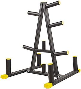 Signature Fitness 2-Inch or 1-Inch Weight Plate Rack with Barbell Holders, 600-Pound Capacity (for 2-Inch Gear), Black