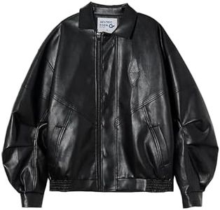 Aelfric Eden Womens Faux Leather Jacket Y2k Motorcycle Bomber Jackets Oversized Moto Jacket Streetwear Black