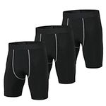 YUSHOW 3 Pack Youth Boys Soccer Running Shorts Sports Athletic Compression Short Leggings/Tights for Girls