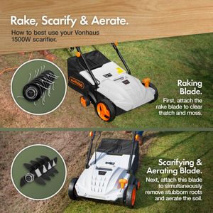 VonHaus 1500W Electric Lawn Scarifier – Powerful Garden Tool
