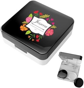 LRITER Contact Lens Case, Portable with Mirror, a Variety of Patterns and Shapes to Choose from, Auitable for Daily Makeup Office Travel Outdoor Use (Customized eyeglass case C)