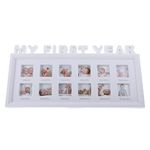 Christening Photo Frame Style My First Year 12 Months Photo Frame Infant Newborn Baby Photographs Picture Memorable Photo Collage Keepsake Frame Unique Christening