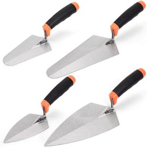 YIMITEE 4 Pack 6" Masonry Hand Tool Set, Pointing Trowel Gauging Trowel Set with Rubber Grip, Carbon Steel Masonry Brick Trowels, Bricklaying Trowels for Concrete Cement Plaster Mortar Stucco Tile