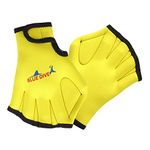 Unisex Neoprene Aquatic Paddles Diving Gloves Webbed Swim Gloves with Wrist Strap Snorkel Gloves Swimming Scuba Diving Gloves Duck Palms Paddling Training Gloves for Men Women Adult